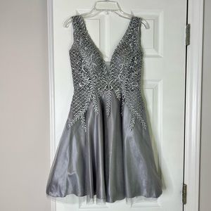 Silver semi-formal dress